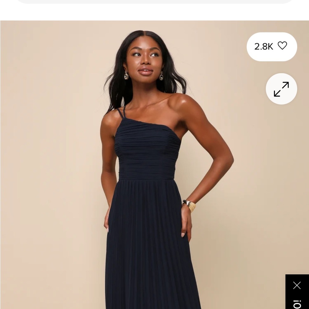 Lulu's Midnight Blue One-Shoulder Dress